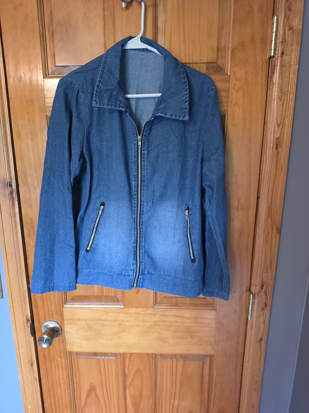 Women's Blue Denim Zip Jacket